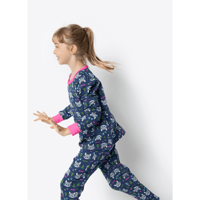 Pijama Manga Longa Menina Viscolycra Premium Família Guaxinim