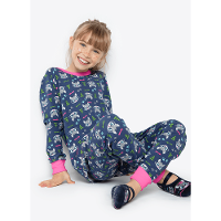 Pijama Manga Longa Menina Viscolycra Premium Família Guaxinim - 1