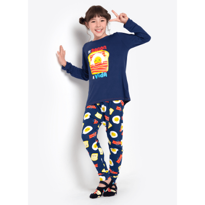 Pijama Manga Longa Menina Viscolycra Família de Bacon a Vida