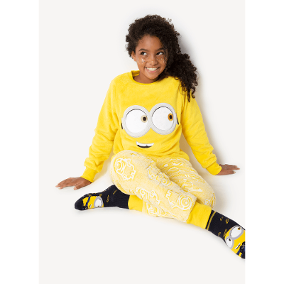 Pijama Manga Longa Menina Teen Soft Minions Brilha no Escuro