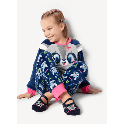 Pijama Manga Longa Menina Soft Família Guaxinim