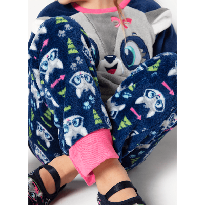 Pijama Manga Longa Menina Soft Família Guaxinim