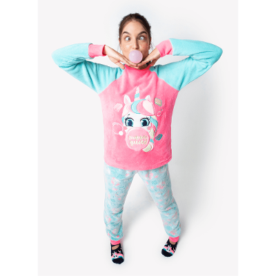Pijama Manga Longa Menina Feminino Soft Unicórnio Shine - Brilha no Escuro