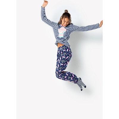Pijama Manga Longa Feminino Viscolycra Premium Unicórnio Shine