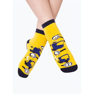 Meia Infantil Soquete com sola emborrachada Minions