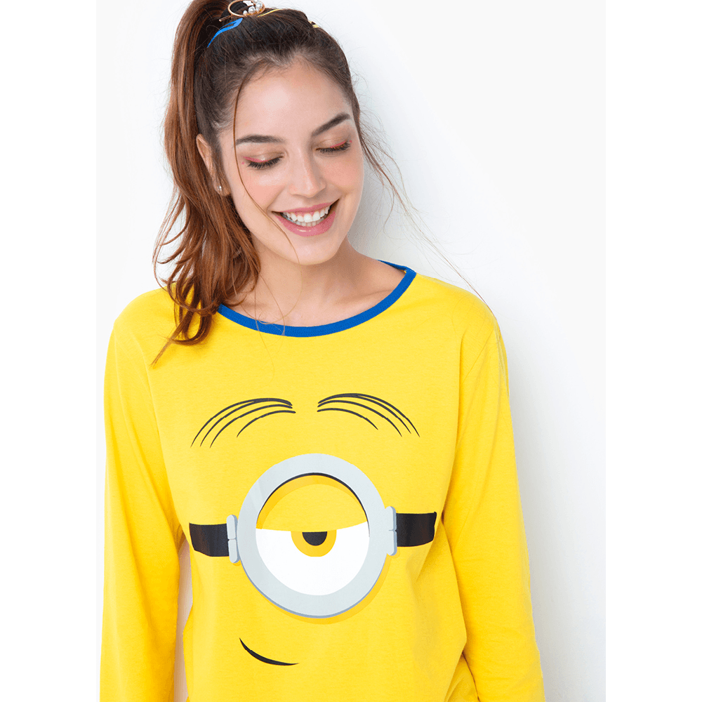 Pijama Manga Longa Feminino Algodão Minions - 3