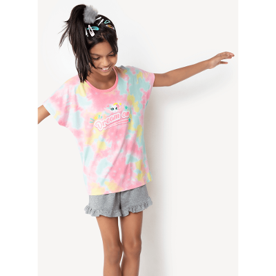 Pijama Manga Curta Viscolycra Menina Unicórnio Love