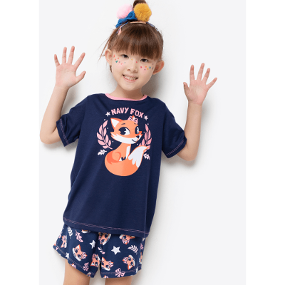 Pijama Manga Curta Viscolycra Menina Raposa