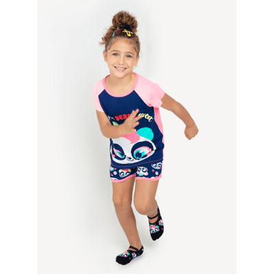 Pijama Manga Curta Viscolycra Menina Panda Shake