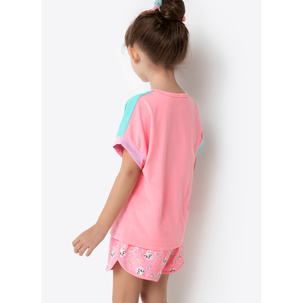 Pijama Manga Curta Viscolycra Menina Lhama Retrô - 4