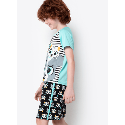 Pijama Manga Curta Menino Viscolycra Família Pets