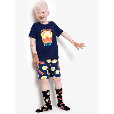 Pijama Manga Curta Menino Teen Viscolycra Família de Bacon a Vida