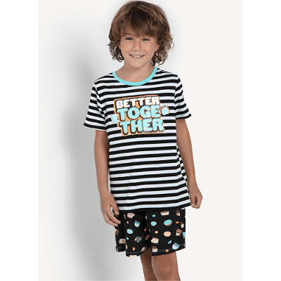 Pijama Manga Curta Menino Teen Viscolycra Better Together