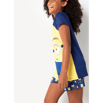 Pijama Manga Curta Menina Viscolycra Minions