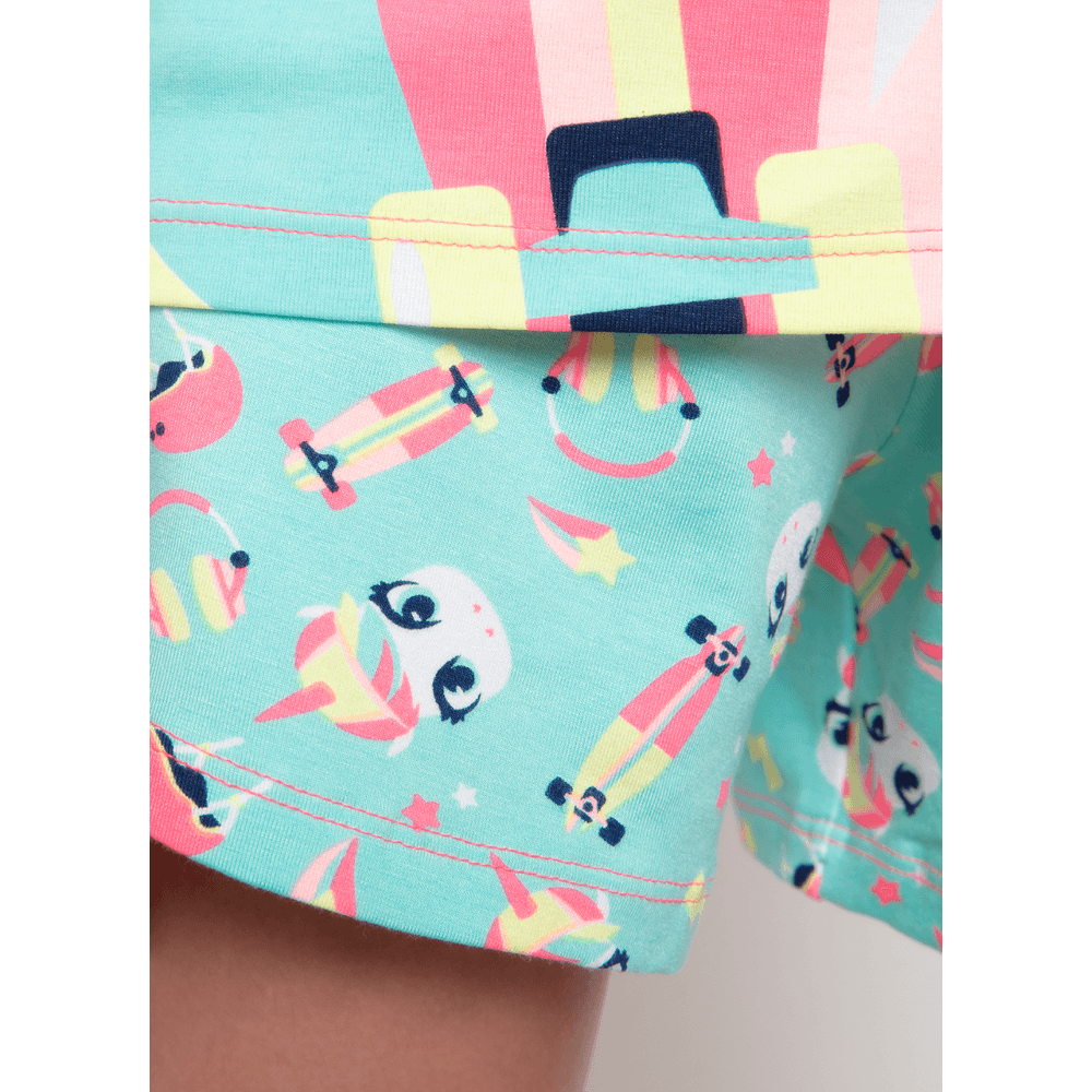 Pijama Manga Curta Menina Viscolycra Unicórnio Skate - 4