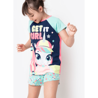 Pijama Manga Curta Menina Viscolycra Unicórnio Skate - 2