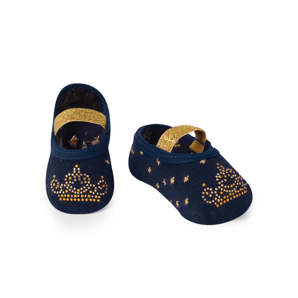 Meia Bebê Menina Sapatilha Antiderrapante Coroa - 1