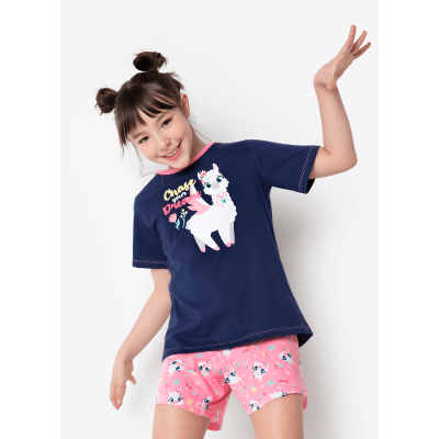 Pijama Manga Curta Menina Algodão Lhama Secret