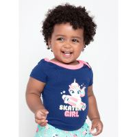 Pijama Manga Curta Bebê Viscolycra Unicórnio Skate - 3