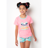Pijama Manga Curta Algodão Menina Panda Donut - 1