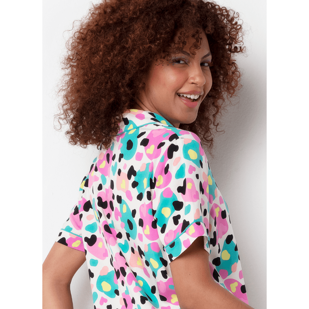 Pijama Longo Manga Curta Viscose Feminino Dálmata Donuts - 3