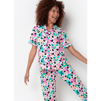 Pijama Longo Manga Curta Viscose Feminino Dálmata Donuts - 1