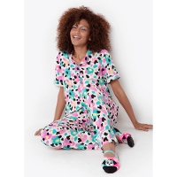 Pijama Longo Manga Curta Viscose Feminino Dálmata Donuts - 4