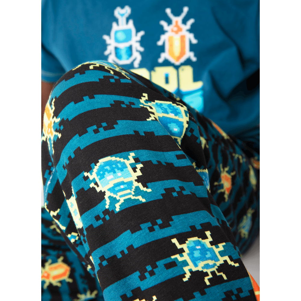 Pijama Longo Manga Curta Menino Viscolycra Pixel Bugs Brilha no Escuro - 3
