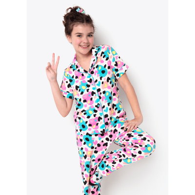 Pijama Longo Manga Curta Menina Teen Dálmata Donuts