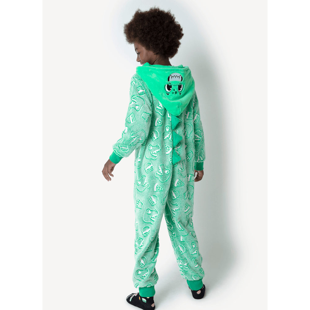 Macacão Manga Longa Infantil Soft Dino Food Brilha no Escuro - 1