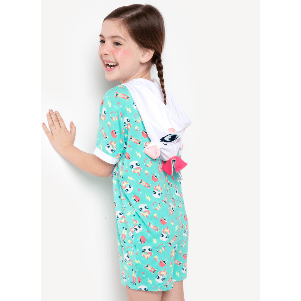 Macacão Manga Curta Menina Viscolycra Unicórnio Skate - 4