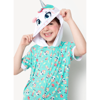 Macacão Manga Curta Menina Viscolycra Unicórnio Skate - 1