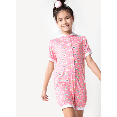 Macacão Manga Curta Menina Unicórnio