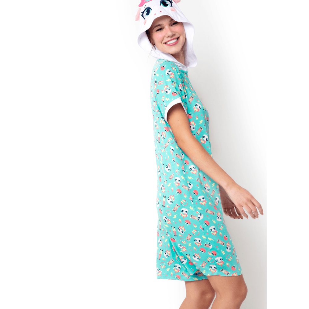 Macacão Manga Curta Feminino Viscolycra Unicórnio Skate - 3