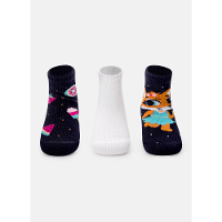 Kit com 3 Meias Soquete Bebê RN Menina Raposa - 1