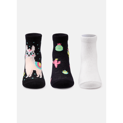 Kit com 3 Meias Bebê Menina Lhama Retrô