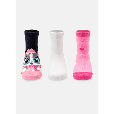 Kit com 3 Meias Bebê Menina Gata
