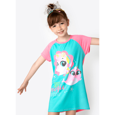 Camisola Manga Curta Viscolycra Menina Unicórnio