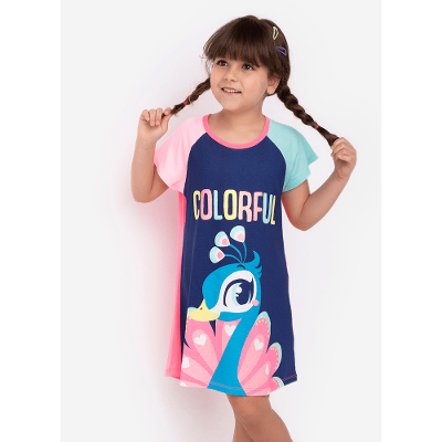 Camisola Manga Curta Viscolycra Menina Pavão