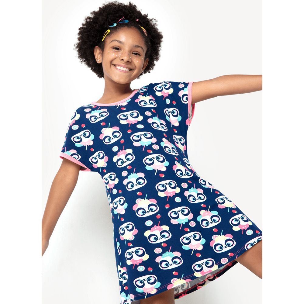 Camisola Manga Curta Viscolycra Menina Panda shake - 1