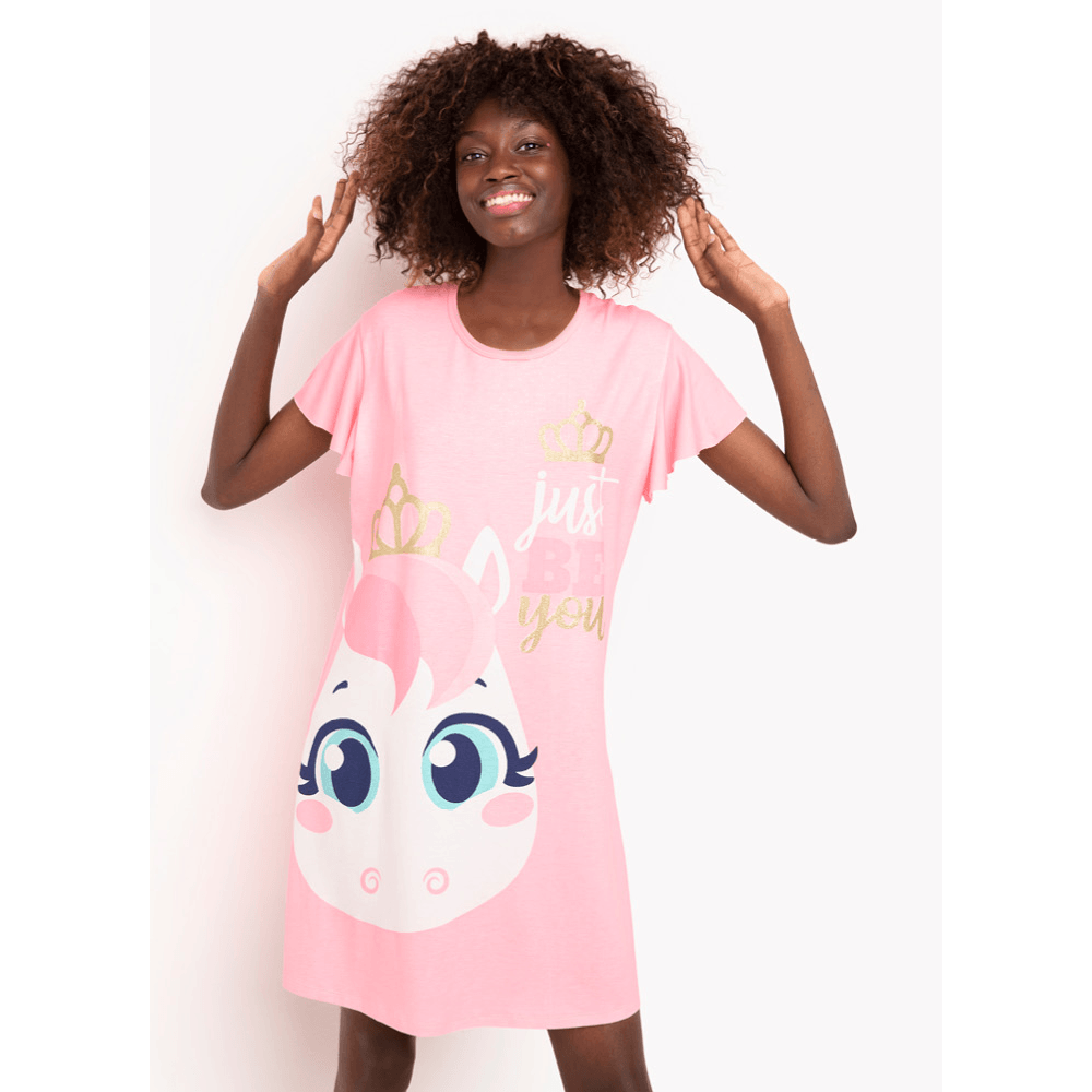 Camisola Manga Curta Viscolycra Feminino Unicórnio - 1