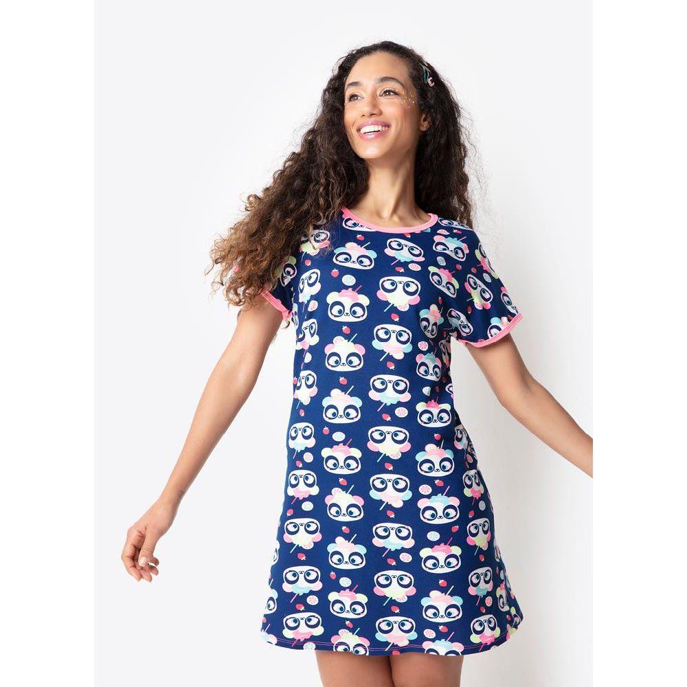 Camisola Manga Curta Viscolycra Feminino Panda Shake - 1