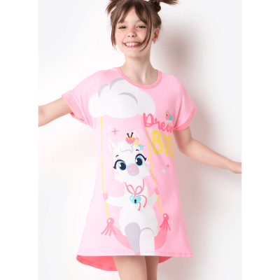 Camisola Manga Curta Menina Teen Viscolycra Lhama Secret