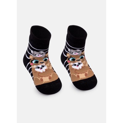 Meia Soquete Cano Médio com Antiderrapante Bebê Menino Urso