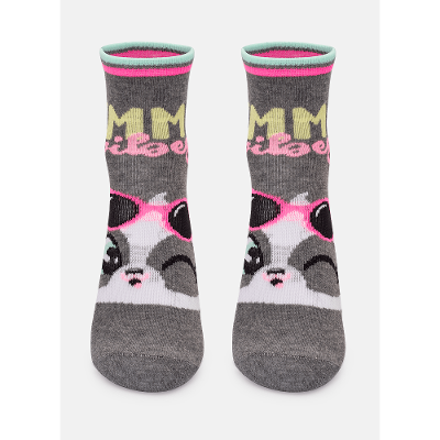 Meia Soquete Cano Curto Infantil Panda Summer