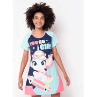 Camisola Manga Curta Feminino Viscolycra Unicórnio Skate - 1