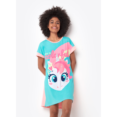 Camisola Manga Curta Feminino Viscolycra Unicórnio Colorful