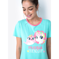 Camisola Manga Curta Algodão Feminino Unicórnio - 3