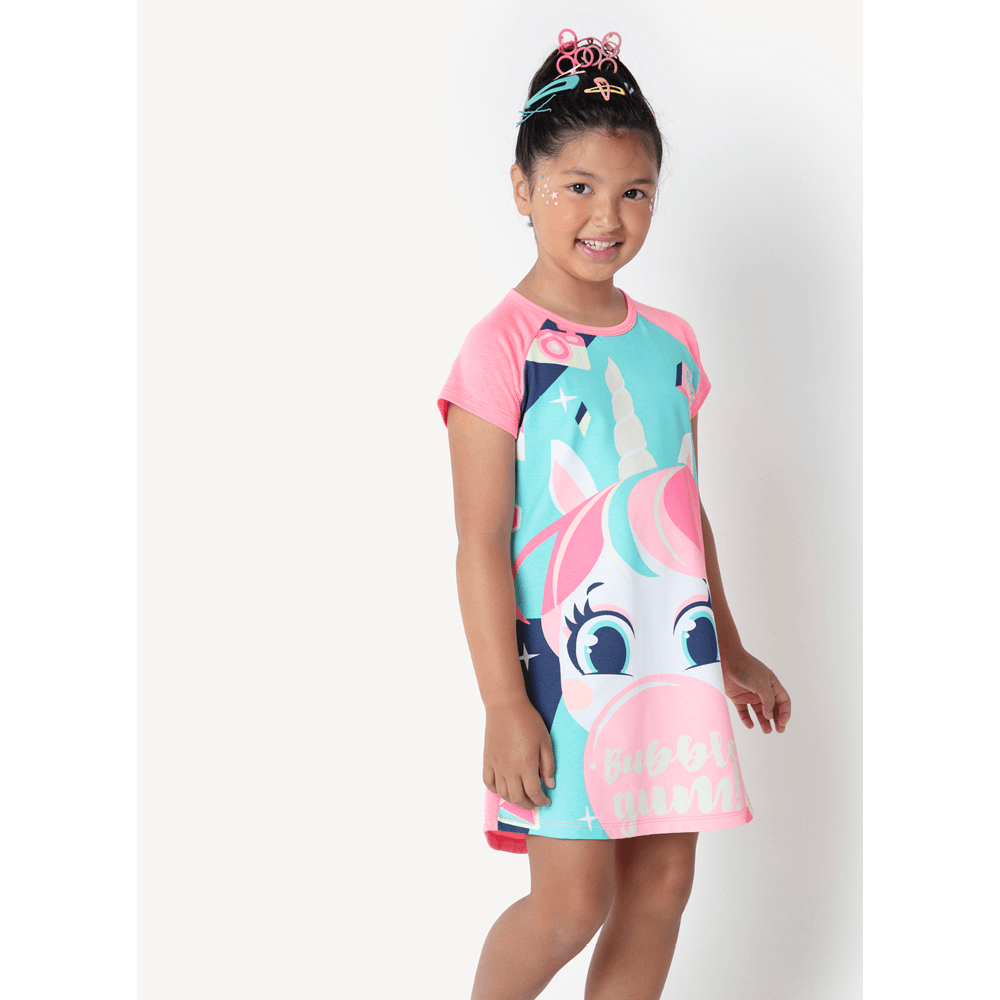 Camisola Curta Menina Viscolycra Unicórnio Shine - Brilha no Escuro - 1