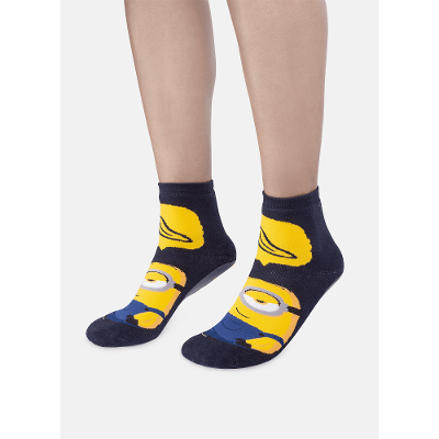 Meia Soquete Adulto Unissex Sola Emborrachada Minions
